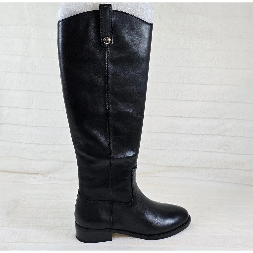 INC Womens Fawne‎ Black Leather Knee-High Boots Size 5.5